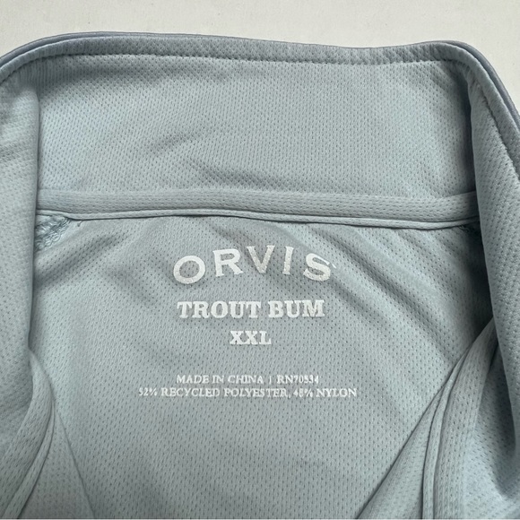 Orvis Trout Bum Lightweight 1/4 Zip Recycled Polyester Pullover Light Blue, XXL - Picture 8 of 9